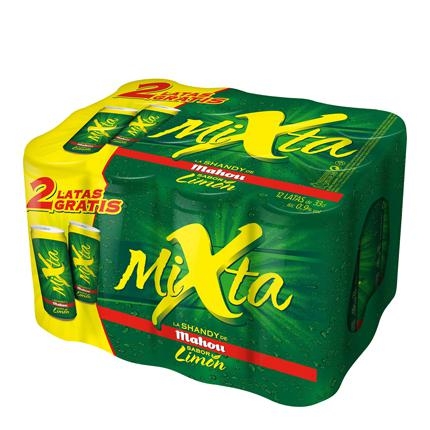 Cerveza Mahou Mixta Shandy con limón pack de 12 latas de 33 cl.