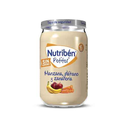Tarrito de manzana, plátano y zanahoria desde 6 meses Nutribén Potitos 235 g.