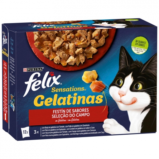 Gelatina selección de carnes para gatos Felix Sensations Purina 12x85 g