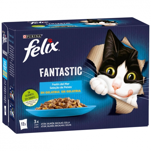 Gelatina selección de pescados para gatos Felix Fantastic Purina 12x85 g