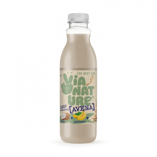 Zumo de avena, platano y coco Via Nature botella 75 cl.