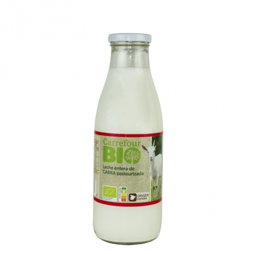 Leche entera de cabra pasteurizada ecológica Carrefour Bio 750 ml.