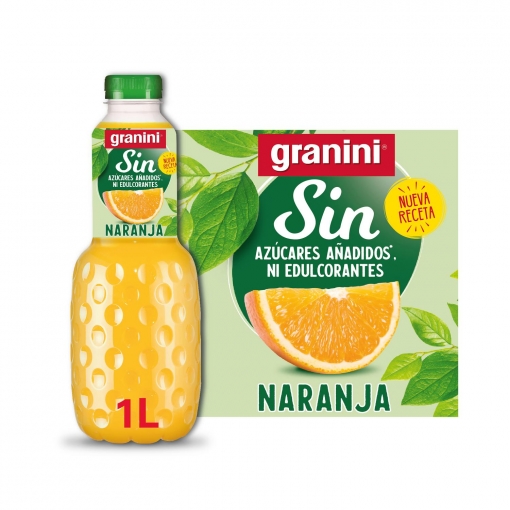 Zumo de naranja sin azucares añadidos ni edulcorantes Granini botella 1 l.