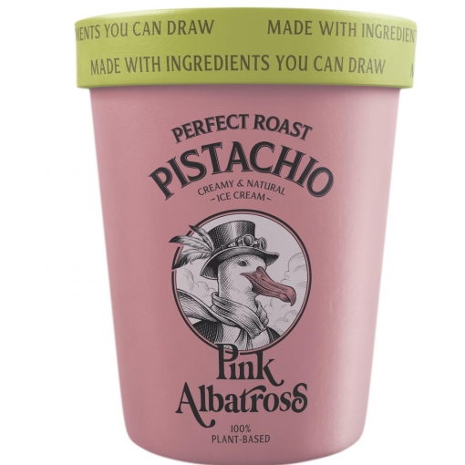 Helado de pistacho tostado Pink Albatross sin gluten 480 ml
