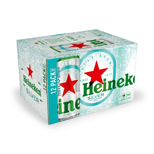 Cerveza Heineken silver pack de 12 latas de 33 cl.