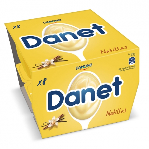 Natillas de vainilla Danone Danet pack de 8 unidades de 120 g.