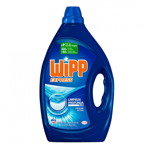 Detergente líquido limpieza profunda plus frescor activo Wipp Express 46 lavados.