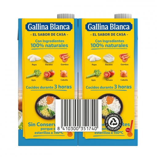 Caldo casero de pescado Gallina Blanca sin gluten pack de 2 briks de 1 l.