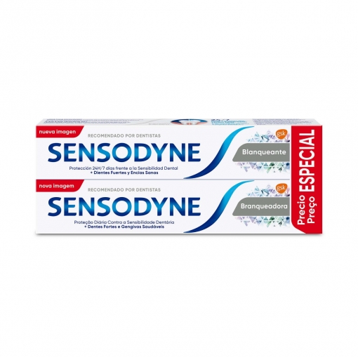 Dentífrico para dientes sensibles Blanqueante Sensodyne pack de 2 unidades de 75 ml.