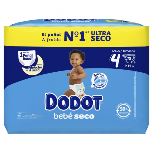 Pañales Dodot bebé-seco T4 (9-14 kg) 78 ud.