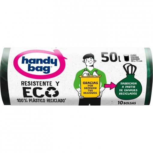 Bolsas de Basura Resistente Eco 95% Plástico Reciclado HANDY BAG 50l 10 ud