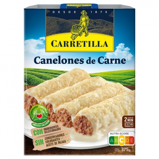 Canelones de carne Carretilla sin aceite de palma 375 g.