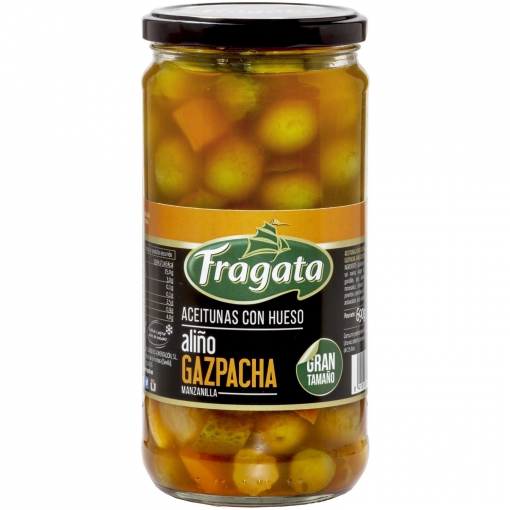 Aceitunas manzanilla gazpachas Fragata sin gluten 400 g.