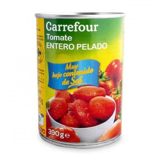 Tomates enteros contenido bajo de sal Carrefour 240 g.