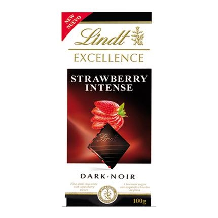 Chocolate negro intenso con fresa Lindt Excellence 100 g.