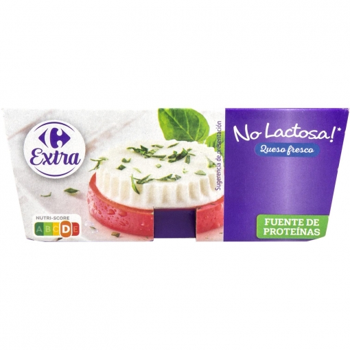 Queso fresco Carrefour sin lactosa pack de 4 unidades de 62,5 g.