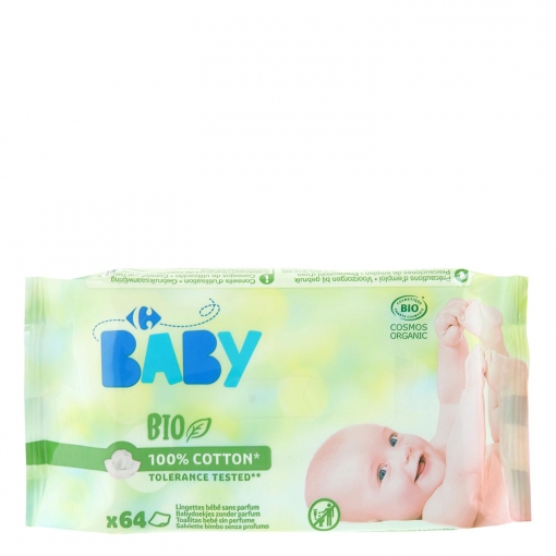 Toallitas para bebé sin perfume ecológicas Carrefour 64 ud. | Carrefour Supermercado compra online