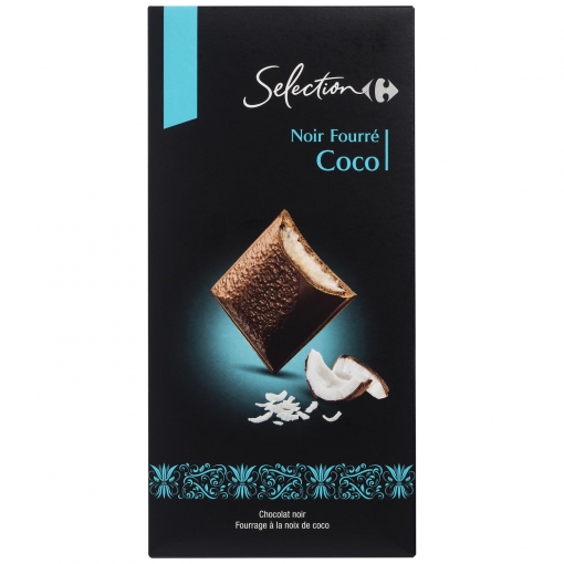 Chocolate negro relleno de coco Carrefour Selección 125 g.