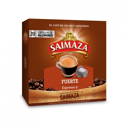 Café fuerte en cápsulas Saimaza compatible con Nespresso 20 unidades de 5,2 g.
