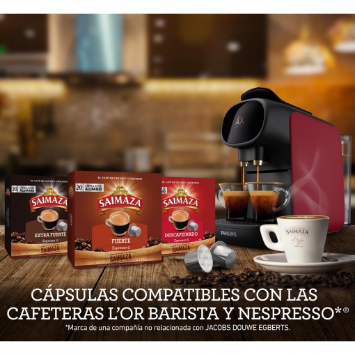 Café fuerte en cápsulas Saimaza compatible con Nespresso 20 unidades de 5,2 g.