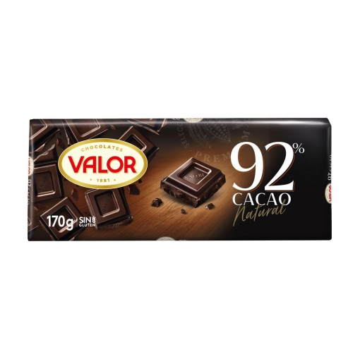 Chocolate negro 92% Valor sin gluten 170 g.