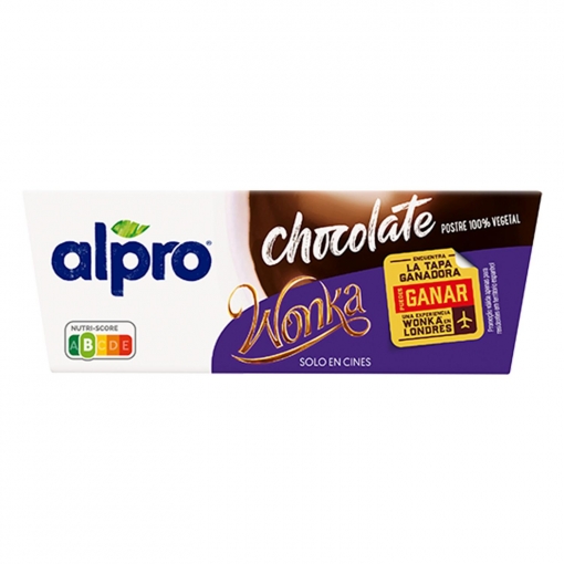 Postre de soja sabor chocolate negro Alpro sin gluten sin lactosa pack de 4 unidades de 125 g.