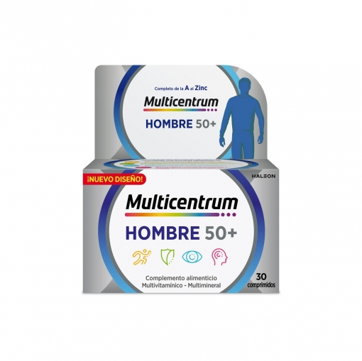 Multivitamínico y multimineral en comprimidos Hombre 50+ Multicentrum sin gluten 30 ud.