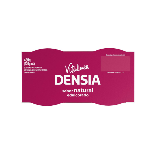 Leche fermentada desnatada edulcorado natural Danone Vitalinea Densia pack de 4 unidades de 120 g.