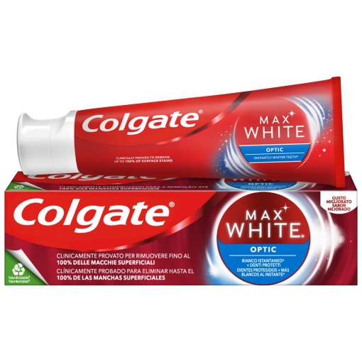 Dentífrico blanqueador Max White Optic Colgate 75 ml.