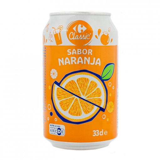 Refresco sabor naranja Carrefour Classic' lata 33 cl.
