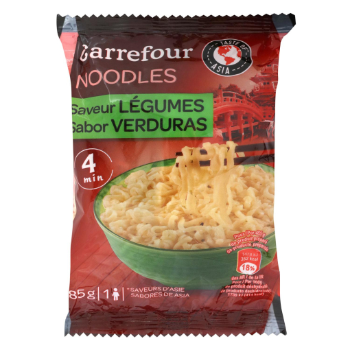 Noodles sabor verduras Carrefour 85 g.