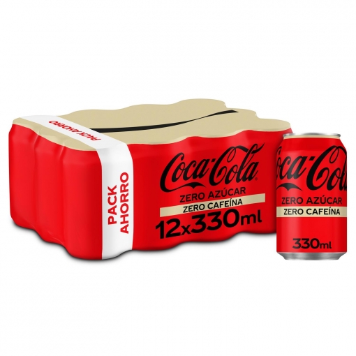 Coca Cola zero azúcar zero cafeína pack 12 latas 33 cl.