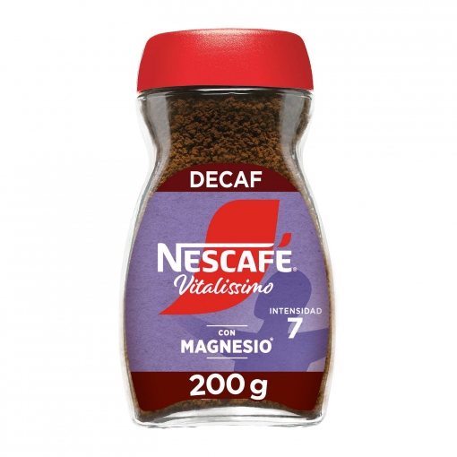 Café soluble descafeinado con magnesio Nescafé Vitalissimo 200 g.