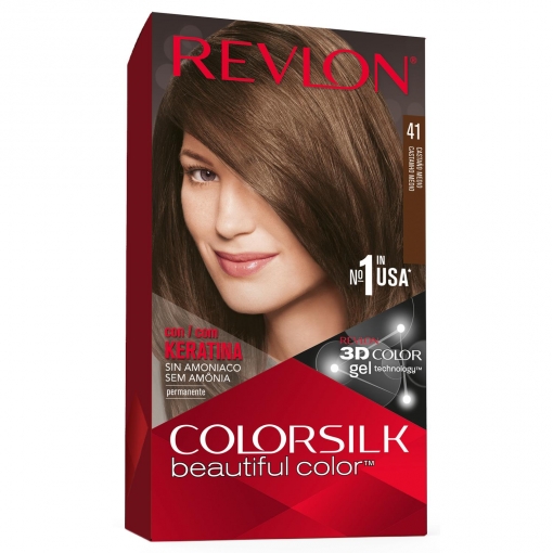 Tinte de cabello permanente sin amoniaco tono 41 castaño medio Revlon Colorsilk 1 ud.