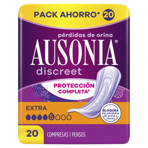 Compresas para incontinencia de orina extra Discreet Ausonia 20 ud.