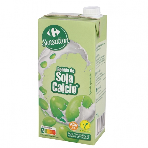 Bebida de soja con calcio Carrefour sin gluten brik 1 l.