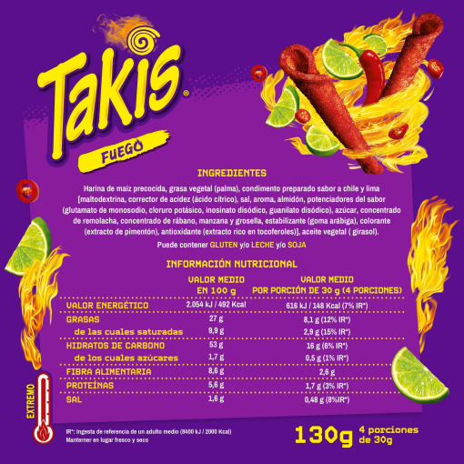Snack fuego Takis 130 g.